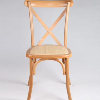 Wooden Crossback Chair with Rattan Seat
